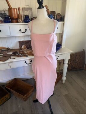 Women’s Pink Square-Neck Midi Dress